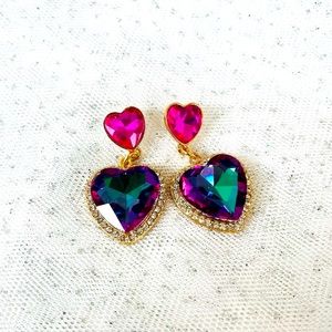 Crystal Iridescent Heart Earrings